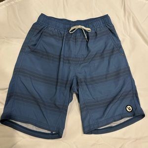Vuori Kore Shorts Blue Striped Lined Shorts Men’s Size Sm EUC(a2)